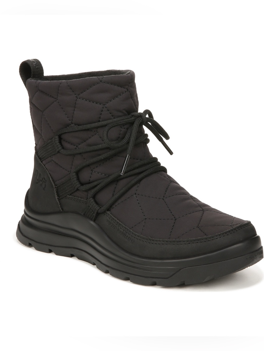 Ryka Black Quilted Lace-Up Water Repellent Highlight Boot. US 5 1/2 M. New. R14